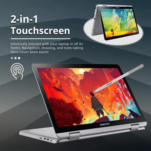 Alt view image 4 of 7 - Samsung Plus V2 2-in-1 12.2" FHD Touchscreen Chromebook Laptop, Intel Celeron 3965Y, 4GB RAM, 64GB eMMC, Wi-Fi, Bluetooth, SD Reader, Stylus Pen, Chrome OS, Silver, 128GB USB Card