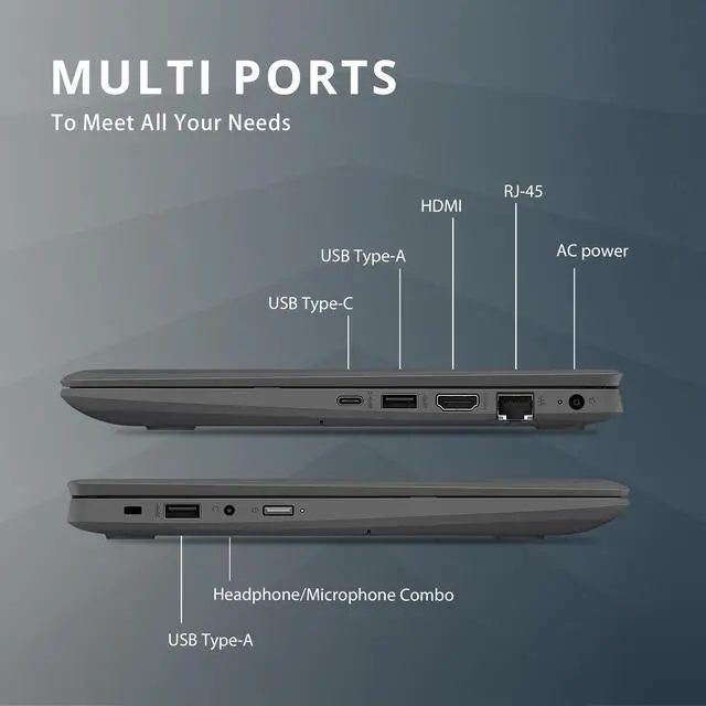 Alt view image 6 of 7 - HP ProBook x360 11 G5 EE Laptop, 11.6" HD IPS Touchscreen, Intel Celeron N4020, 4GB RAM, 64GB Flash Memory, HD Webcam & 5MP Camera, WiFi 5, Bluetooth, Win 10 Pro, Chalkboard Gray, 32GB USB Card