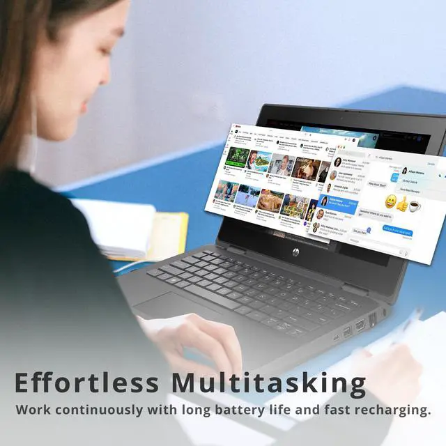 Alt view image 5 of 7 - HP ProBook x360 11 G5 EE Laptop, 11.6" HD IPS Touchscreen, Intel Celeron N4020, 4GB RAM, 64GB Flash Memory, HD Webcam & 5MP Camera, WiFi 5, Bluetooth, Win 10 Pro, Chalkboard Gray, 32GB USB Card