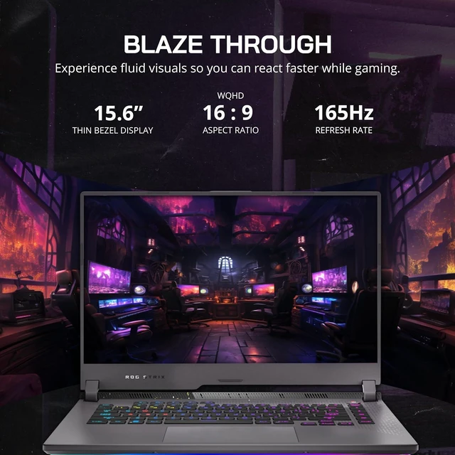 Alt view image 3 of 7 - ASUS ROG Strix G15 15.6" 165Hz WQHD Gaming Laptop, AMD Ryzen7 6800H, GeForce RTX 3060, 32GB DDR5, 2TB SSD, RGB Keyboard, VR-Ready, Intelligent Cooling, Gray, Win 11 Pro, 32GB Hotface USB Card