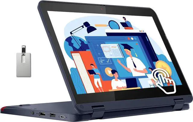 Main image of Lenovo 500w Gen 3 11.6" HD 2-in-1 Touchscreen Laptop, Intel Pentium Silver N6000, 8GB RAM, 256GB Storage (128GB SSD + 128GB USB Card), Intel UHD Graphics, Webcam, Wi-Fi 6, Windows 11 Home, Blue
