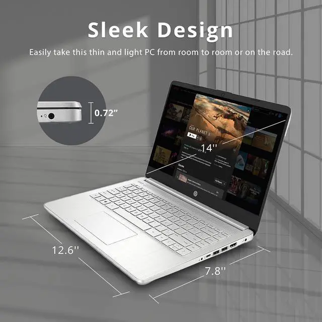Alt view image 6 of 7 - HP 14" FHD IPS-Type Lightweight Laptop, AMD Ryzen 3-3250U, 16GB RAM, 512GB PCIe SSD, AMD Radeon Graphics, True Vision HD Camera, Wi-Fi 5, Bluetooth, Win 11, Silver, 32GB USB Card