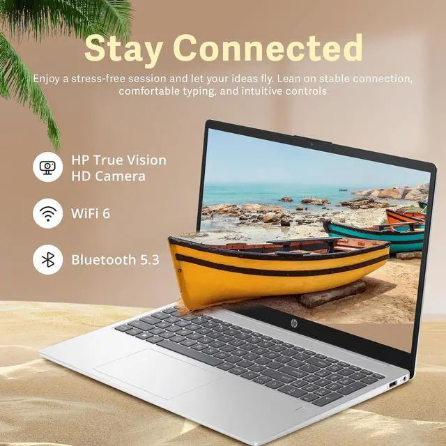 Alt view image 3 of 7 - HP 15.6" Full HD Laptop, AMD Ryzen 5 7520U, 16GB DDR5 RAM, 1TB SSD, AMD Radeon Graphics, HD Camera, Wi-Fi 6, Win 11 Pro, Silver, 32GB Hotface USB Card