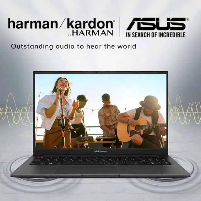 Alt view image 5 of 7 - ASUS VivoBook S 15 Slim 15.6" FHD Laptop, AMD Ryzen 5 5600H, 8GB RAM, 1TB SSD, AMD Radeon Graphics, Backlit Keyboard, Webcam, Windows 11 Home, Indie Black, 32GB Hotface USB Card