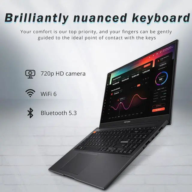 Alt view image 3 of 7 - ASUS VivoBook S 15 Slim 15.6" FHD Laptop, AMD Ryzen 5 5600H, 8GB RAM, 1TB SSD, AMD Radeon Graphics, Backlit Keyboard, Webcam, Windows 11 Home, Indie Black, 32GB Hotface USB Card