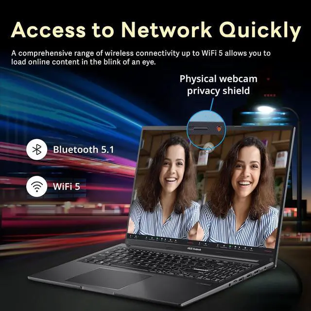Alt view image 5 of 7 - ASUS Vivobook 16" FHD WUXGA Laptop, Intel i7-1255U, 40GB RAM, 1.28TB Storage(1TB SSD+288GB Docking Station Set), Intel Iris Xe Graphics, Numeric Keypad, Webcam, WiFi, Bluetooth, Win 11 Home, Black