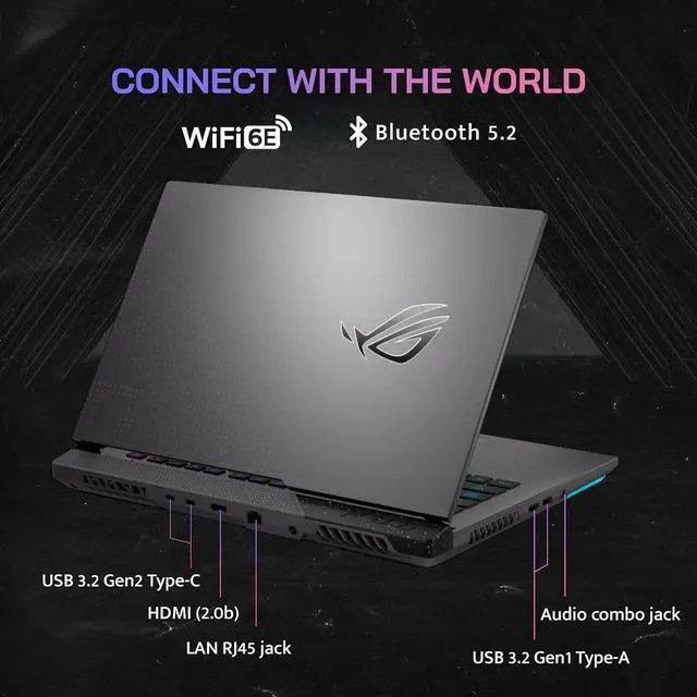 Alt view image 6 of 7 - Asus ROG Strix G15 15.6 165Hz WQHD Gaming Laptop, AMD Ryzen7 6800H, NVIDIA GeForce RTX 3060, 64GB DDR5 RAM, 2TB SSD, RGB KB, VR-Ready, Gray, Win 11 Pro, 32GB USB Card