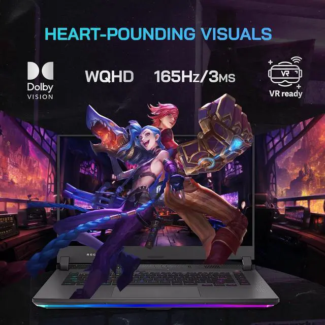 Alt view image 7 of 7 - Asus ROG Strix G15 15.6 165Hz WQHD Gaming Laptop, AMD Ryzen7 6800H, NVIDIA GeForce RTX 3060, 64GB DDR5 RAM, 2TB SSD, RGB KB, VR-Ready, Gray, Win 11 Pro, 32GB USB Card