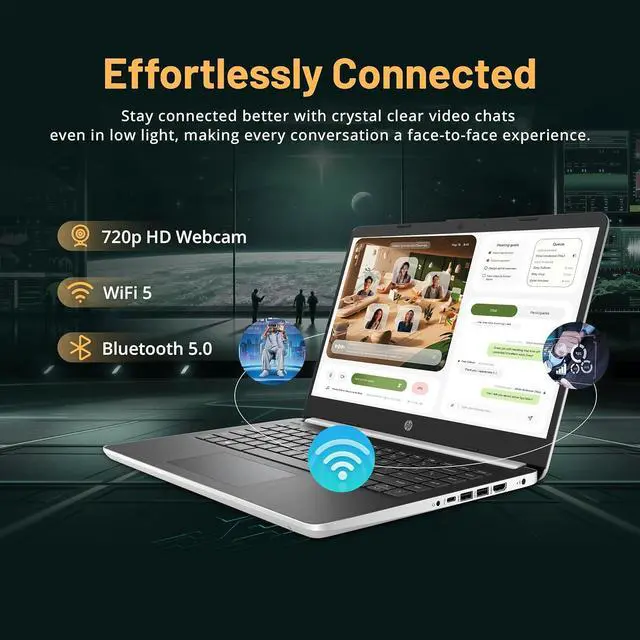 Alt view image 5 of 6 - HP 14'' FHD Laptop, Intel Pentium Silver N5000, 4GB DDR4 RAM, 224GB Storage(64GB eMMC + 160GB Docking Station Set), Intel UHD Graphics 605, 720p Webcam, Wi-Fi 5, Windows 10 S, Silver