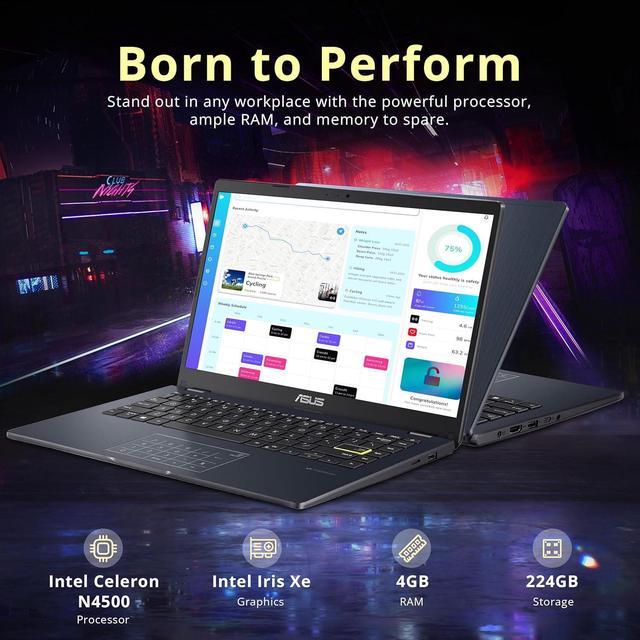 Alt view image 3 of 7 - ASUS 14" FHD Laptop, Intel Celeron N4500 Processor, 4GB RAM, 224GB Storage(64GB eMMC+160GB Docking Station Set), Intel Iris Xe Graphics, 720P Camera, Bluetooth, Win 11 S, Quiet Blue