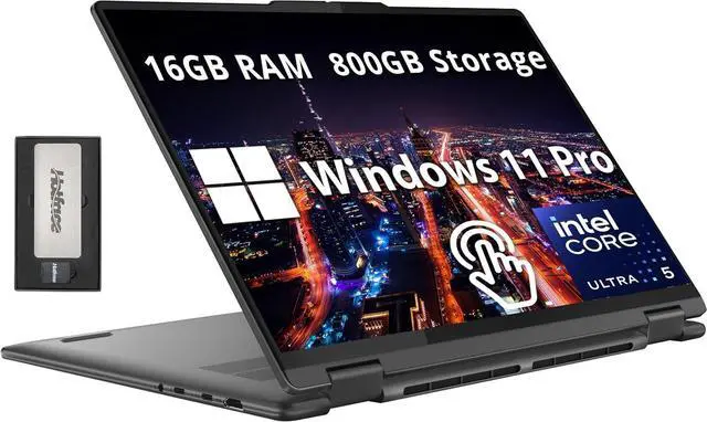 Main image of Lenovo Yoga 7i 2-in-1 16" 2K Touchscreen Laptop, Intel Ultra 5 125U, 16GB LPDDR5X, 800GB Storage (512GB SSD +288GB Docking Station Set), Backlit Keyboard, Fingerprint Reader, WiFi 6E, Win 11 Pro, Grey