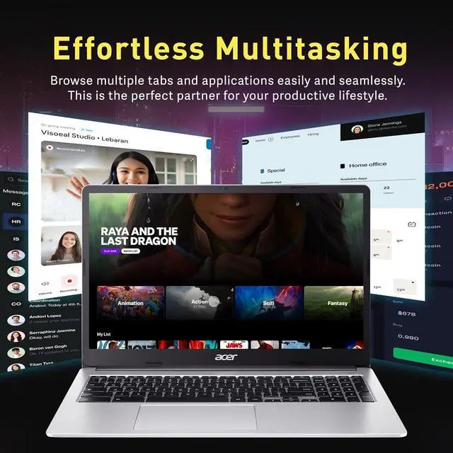 Alt view image 5 of 7 - Acer Chromebook 315 15.6" HD Laptop, Intel Pentium N6000, 4GB LPDDR4X, 288GB Storage (128GB eMMC & 160GB Docking Station Set), Intel UHD Graphics, Numeric Keypad, HD Webcam, Wi-Fi 6, Chrome OS, Silver