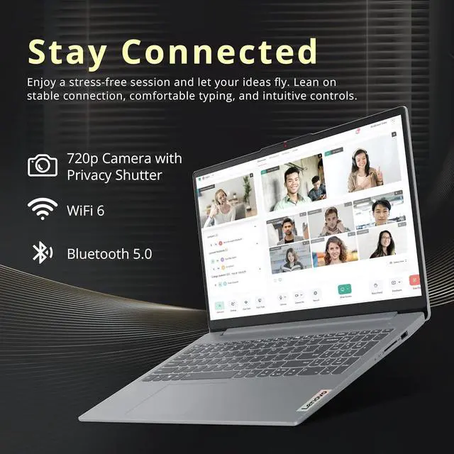 Alt view image 4 of 7 - Lenovo IdeaPad Slim 3 15.6" FHD Anti-Glare Laptop, Intel i3-N305, 8GB LPDDR5, 416GB Storage(256GB SSD+160GB Docking Station Set), Num Pad, HD Camera, Dolby Audio, WiFi 6, Win 11, Grey