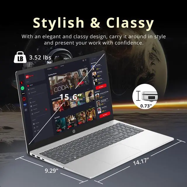 Alt view image 6 of 7 - HP 15.6 HD Touchscreen Laptop, Intel Core i3-1215U Processor, 16GB RAM, 1TB PCIe SSD, Intel UHD Graphics, HD Webcam, Numpad, Wi-Fi 5, Bluetooth, Silver, Win 11 Pro, 32GB USB Card