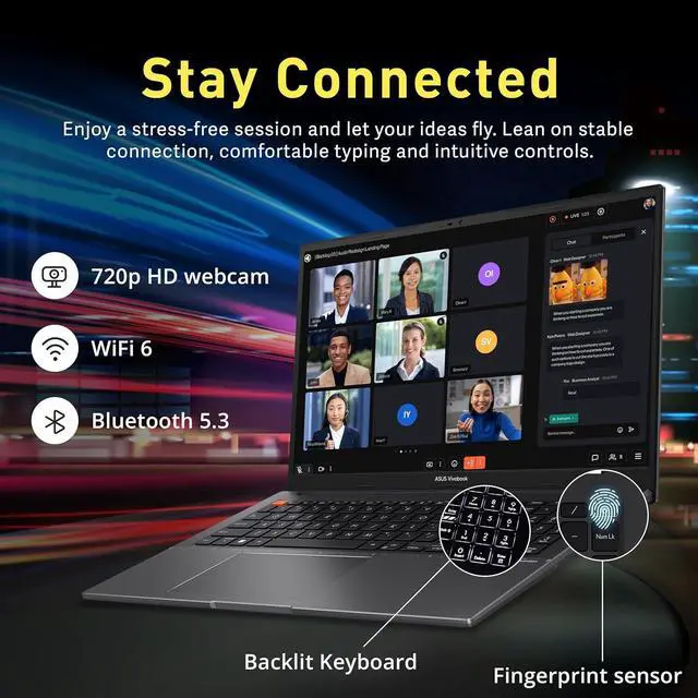 Alt view image 5 of 7 - ASUS VivoBook S15 Slim Laptop, 15.6" FHD Display, Ryzen 5-5600H, 8GB RAM, 2.16TB Storage(2TB SSD +160GB Docking Station), AMD Radeon Graphics, Backlit Keyboard, Fingerprint, WiFi 6, Win 11 Pro, Black