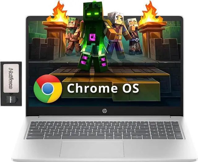 Main image of HP 15.6" HD Anti-Glare Chromebook Laptop, Intel Pentium N200, 8GB LPDDR5, 224GB Storage (64GB eMMC+160GB Docking Station Set), Intel UHD Graphics, Num Pad, 720p Camera, Wi-Fi 6, Chrome OS, Silver