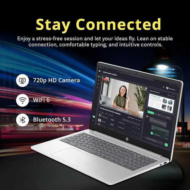 Alt view image 3 of 7 - HP 15.6" HD Anti-Glare Chromebook Laptop, Intel Pentium N200, 8GB LPDDR5, 224GB Storage (64GB eMMC+160GB Docking Station Set), Intel UHD Graphics, Num Pad, 720p Camera, Wi-Fi 6, Chrome OS, Silver