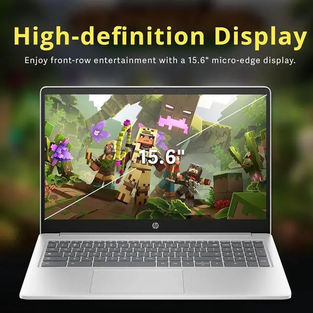 Alt view image 6 of 7 - HP 15.6" HD Anti-Glare Chromebook Laptop, Intel Pentium N200, 8GB LPDDR5, 224GB Storage (64GB eMMC+160GB Docking Station Set), Intel UHD Graphics, Num Pad, 720p Camera, Wi-Fi 6, Chrome OS, Silver