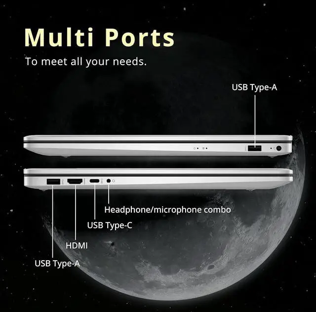 Alt view image 7 of 7 - HP 17.3" FHD IPS Anti-Glare Laptop, Intel 7-150U, 16GB RAM, 800GB Storage (512GB SSD+288GB Docking Station Set), Intel Graphics, 1080p FHD Camera, Fast Charge, Win 11, Silver
