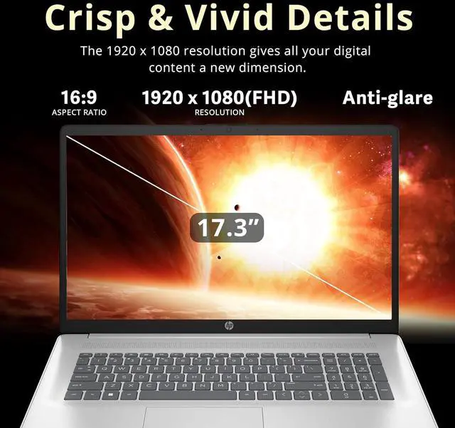 Alt view image 4 of 7 - HP 17.3" FHD IPS Anti-Glare Laptop, Intel 7-150U, 16GB RAM, 800GB Storage (512GB SSD+288GB Docking Station Set), Intel Graphics, 1080p FHD Camera, Fast Charge, Win 11, Silver