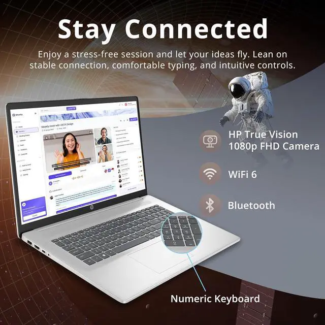 Alt view image 5 of 7 - HP 17.3" FHD IPS Anti-Glare Laptop, Intel 7-150U, 16GB RAM, 800GB Storage (512GB SSD+288GB Docking Station Set), Intel Graphics, 1080p FHD Camera, Fast Charge, Win 11 Pro, Silver