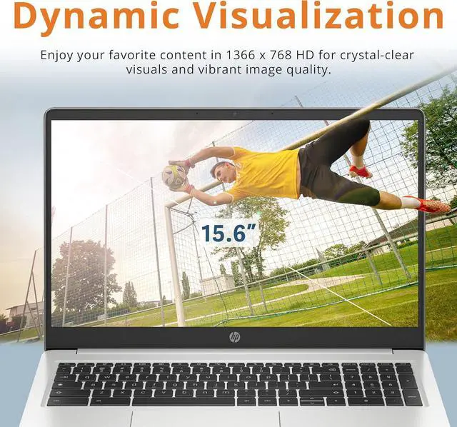 Alt view image 5 of 7 - HP 15.6" HD chromebook Laptop, Intel Pentium N6000 Processor, 8GB LPDDR4 RAM, 64GB eMMC Storage, Intel HD Graphics, 720P HD Webcam, Mineral Silver, Chrome OS, 128GB Hotface USB Card