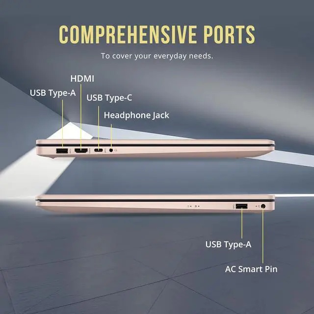 Alt view image 7 of 7 - HP 17.3" HD+ BrightView Laptop, Intel Celeron N4120, 32GB RAM, 1.16TB Storage (1TB SSD + 160GB Docking Station Set), Intel UHD Graphics, Full-Size Keyboard, Webcam, Wi-Fi, Windows 11 Home, Rose Gold