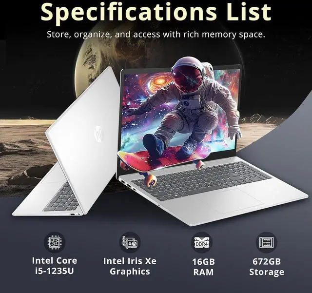 Alt view image 2 of 7 - HP Pavilion 15.6" FHD IPS Anti-Glare Laptop, Intel i5-1235U, 32GB RAM, 1.16TB Storage(1TB SSD + 160GB Docking Station Set), Intel Iris Xe Graphics, Num Pad, HD Webcam, Wi-Fi 6, Windows 11 Pro, Silver