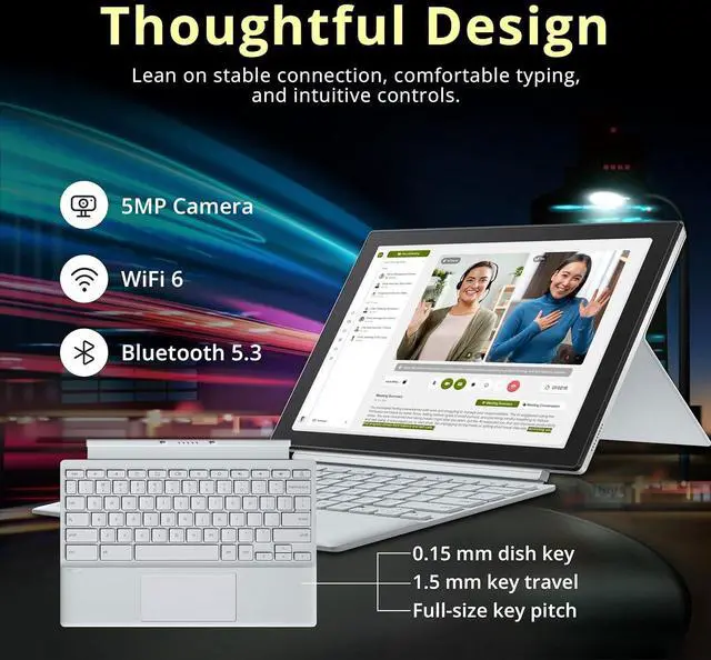 Alt view image 3 of 7 - ASUS Chromebook Detachable CM3001 10.5" 2-in-1 WUXGA Touchscreen Laptop, MediaTek Kompanio 520, 4GB RAM, 224GB Storage(64GB eMMC+160GB Docking Station Set), Wi-Fi 6, Chrome OS, Silver