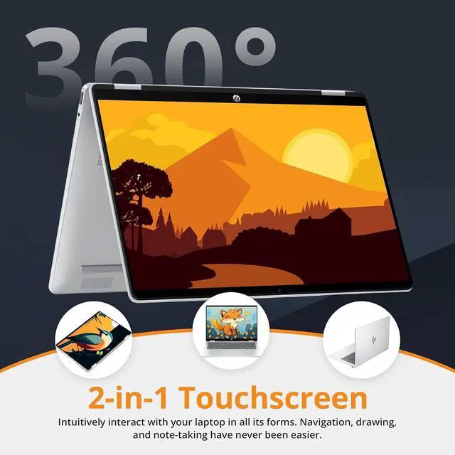 Alt view image 5 of 7 - HP OmniBook 5 Flip 2-in-1 14" 2K Touchscreen Laptop, Intel 7 150U, 16GB LPDDR5, 672GB Storage(512GB SSD+160GB Docking Station Set), Intel Graphics, Backlit Keyboard, Wi-Fi 6E, Windows 11 Pro, Silver