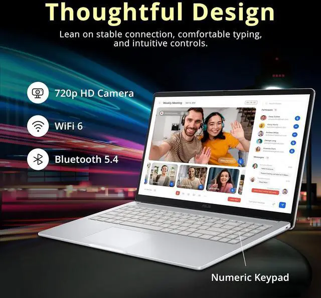 Alt view image 4 of 7 - ASUS Chromebook CX15 15.6" FHD IPS Laptop, Intel Celeron N4500, 4GB RAM, 640GB Storage (128GB eMMC+512GB Docking Station Set), Intel UHD Graphics, Number Pad, Webcam, WiFi 6, Chrome OS, Pure Gray