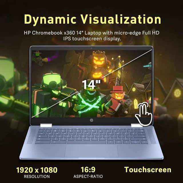 Alt view image 6 of 7 - HP Chromebook x360 14" FHD Touchscreen Laptop, Intel Processor N100, 4GB RAM, 224GB Storage(64GB eMMC+160GB Docking Station Set), Intel UHD Graphics, 720p HD Camera, Wi-Fi 6, Chrome OS, Sky Blue