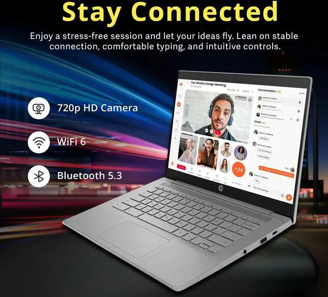 Alt view image 4 of 7 - HP Chromebook 14" HD Laptop for Business & Students, Intel Celeron N4500, 4GB LPDDR4, 224GB Storage(64GB eMMC+160GB Docking Station), UHD Graphics, Webcam, Long Battery Life, Chrome OS, Modern Gray