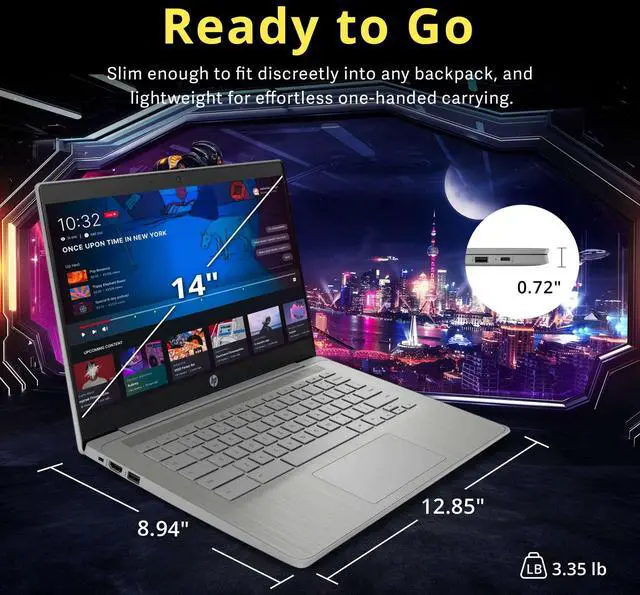 Alt view image 6 of 7 - HP Chromebook 14" HD Laptop for Business & Students, Intel Celeron N4500, 4GB LPDDR4, 224GB Storage(64GB eMMC+160GB Docking Station), UHD Graphics, Webcam, Long Battery Life, Chrome OS, Modern Gray