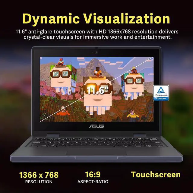 Alt view image 6 of 7 - ASUS 11.6" HD Touchscreen 2-in-1 Laptop for Students, Intel Celeron N100, UHD Graphics, 4GB RAM, 288GB Storage(128GB SSD+160GB Docking Station Set), Webcam, Wi-Fi 6, Windows 11 Pro, Mineral Gray