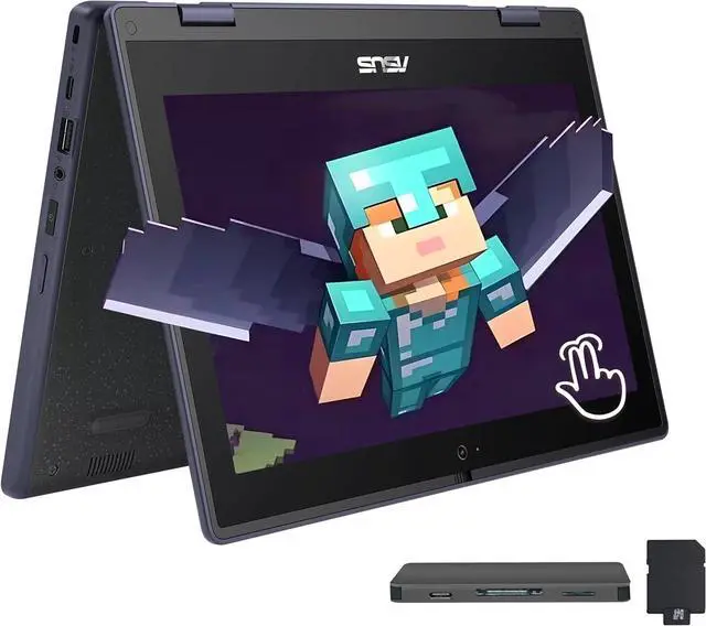Main image of ASUS 11.6" HD Touchscreen 2-in-1 Laptop for Students, Intel Celeron N100, UHD Graphics, 4GB RAM, 288GB Storage(128GB SSD+160GB Docking Station Set), Webcam, Wi-Fi 6, Windows 11 Pro, Mineral Gray