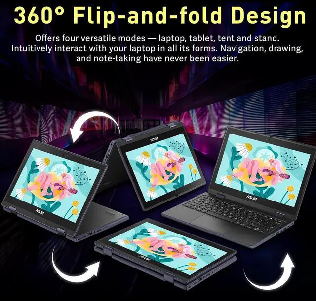Alt view image 5 of 7 - ASUS 11.6" HD Touchscreen 2-in-1 Laptop for Students, Intel Celeron N100, UHD Graphics, 4GB RAM, 288GB Storage(128GB SSD+160GB Docking Station Set), Webcam, Wi-Fi 6, Windows 11 Pro, Mineral Gray