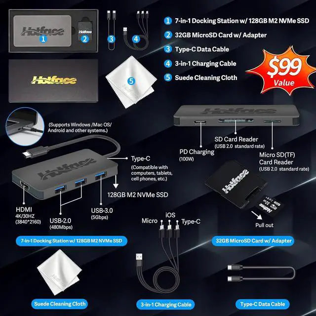 Alt view image 2 of 7 - ASUS Chromebook CX1 14" FHD Anti-Glare Laptop, Intel Celeron N4500, 4GB RAM, 224GB Storage (64GB eMMC+160GB Docking Station Set), Intel UHD Graphics, WiFi 6, Long Battery Life, Chrome OS, Silver
