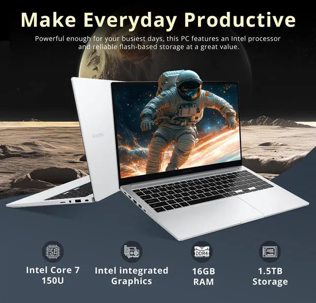 Alt view image 3 of 7 - Samsung Galaxy Book4 15.6" FHD Laptop, Intel Core 7 150U Processor, 16GB LPDDR4X, 1.5TB Storage (512GB SSD+1TB Docking Station Set), Intel Graphics, Backlit Keyboard, Windows 11 Home, Silver