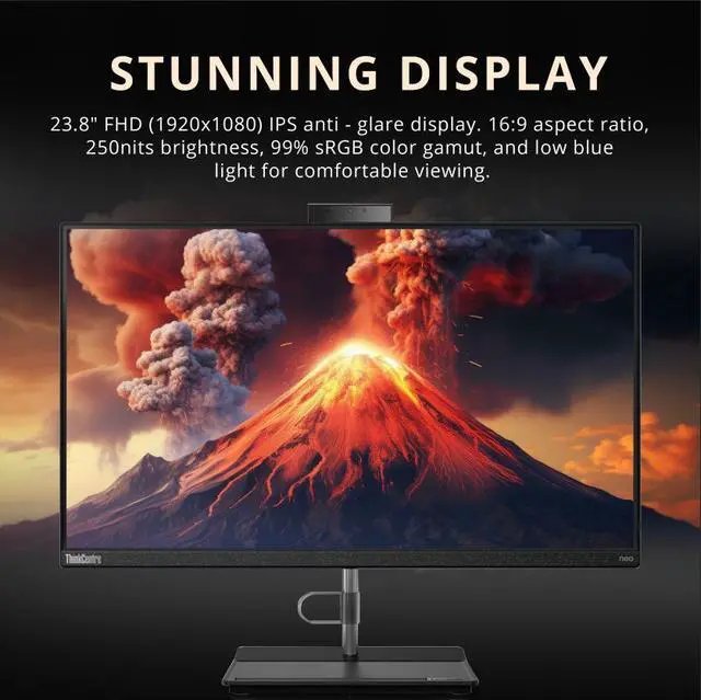 Alt view image 5 of 7 - Lenovo Thinkcentre Neo 30A Business All-in-One Desktop, 23.8" FHD Display, Intel i7-13620H, 16GB RAM, 1.28TB Storage(1TB SSD+288GB Docking Station Set), Keyboard, Mouse, Win 11 Pro, Black