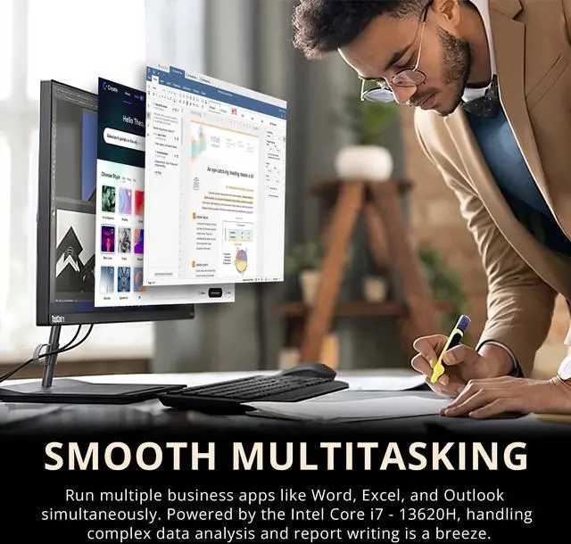 Alt view image 6 of 7 - Lenovo Thinkcentre Neo 30A Business All-in-One Desktop, 23.8" FHD Display, Intel i7-13620H, 16GB RAM, 1.28TB Storage(1TB SSD+288GB Docking Station Set), Keyboard, Mouse, Win 11 Pro, Black