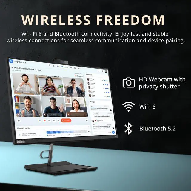 Alt view image 4 of 7 - Lenovo Thinkcentre Neo 30A Business All-in-One Desktop, 23.8" FHD Display, Intel i7-13620H, 16GB RAM, 800GB Storage(512GB SSD+288GB Docking Station Set), Keyboard, Mouse, Win 11 Pro, Black