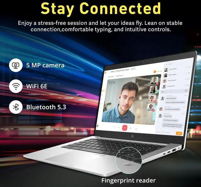 Alt view image 4 of 7 - HP Elite c640 14" FHD IPS Anti-Glare Chromebook Laptop, Intel i5-1245U, 8GB LPDDR4X, 224GB Storage(64GB eMMC+160GB Docking Station), Iris Xe Graphics, 5 MP Camera, Wi-Fi 6E, Chrome OS, Silver