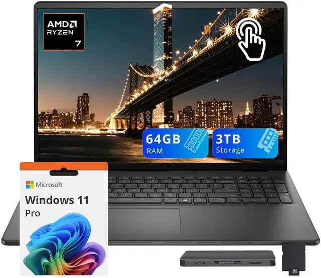 Dell 16 16'' FHD+ Touchscreen Laptop, AMD Ryzen 7 250, 64GB RAM
