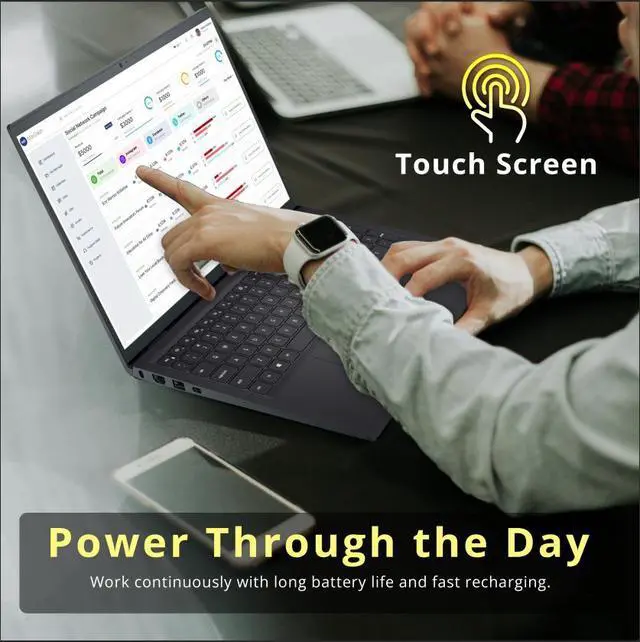 Alt view image 6 of 7 - Dell 15.6'' FHD Touchscreen Laptop, Intel Core i5 1334U, 32GB RAM, 2TB Storage(1TB SSD + 1TB Docking Station Set), Intel UHD Graphics, Numeric Keypad, Windows 11 Home, Carbon Black