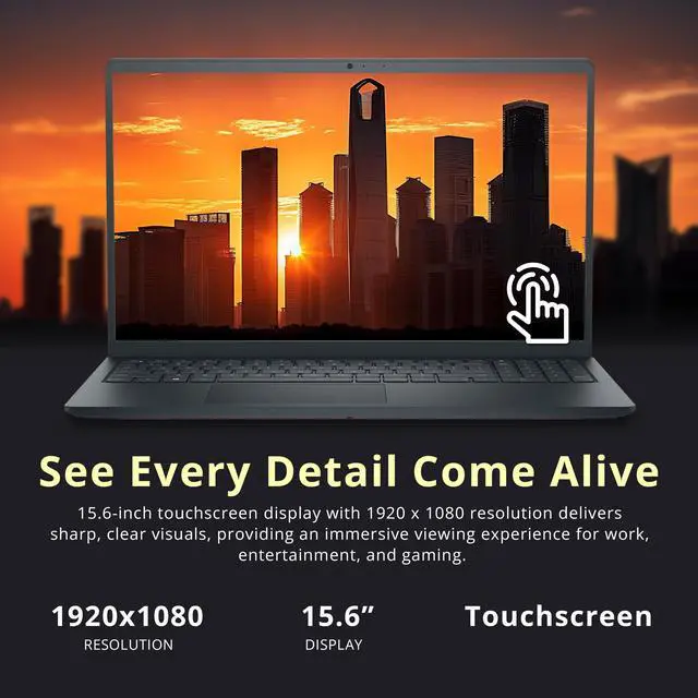 Alt view image 4 of 7 - Dell 15.6'' FHD Touchscreen Laptop, Intel Core i5 1334U, 32GB RAM, 2TB Storage(1TB SSD + 1TB Docking Station Set), Intel UHD Graphics, Numeric Keypad, Windows 11 Home, Carbon Black
