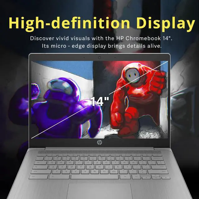 Alt view image 3 of 7 - HP 14" HD Chromebook, Intel Celeron N4500, 4GB RAM, 64GB eMMC, Intel UHD Graphics, 720p Webcam, Wi-Fi 6, Fast Charge, Chrome OS, Gray (Renewed)