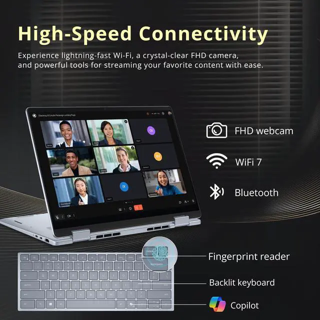 Alt view image 4 of 7 - Dell Plus 14" 2K 2-in-1 Touchscreen Laptop, Intel Core Ultra 9 288V, 32GB DDR5, 3TB Storage(2TB SSD+1TB Docking Station Set), Intel Arc Graphics, Backlit Keyboard, Fingerprint, Win 11, Ice Blue