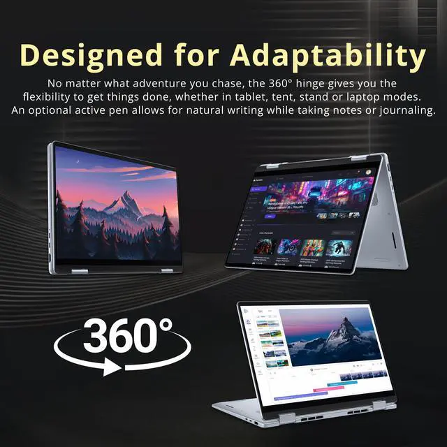 Alt view image 6 of 7 - Dell Plus 14" 2K 2-in-1 Touchscreen Laptop, Intel Core Ultra 9 288V, 32GB DDR5, 3TB Storage(2TB SSD+1TB Docking Station Set), Intel Arc Graphics, Backlit Keyboard, Fingerprint, Win 11, Ice Blue