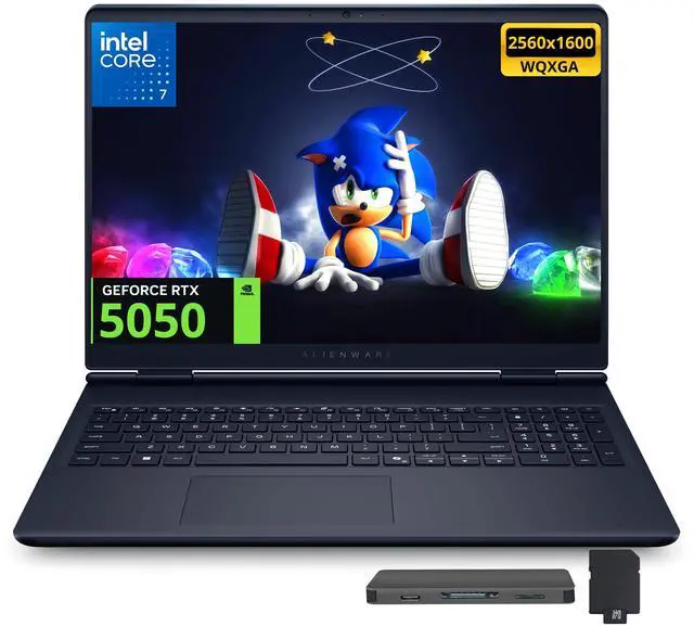 Main image of Dell Alienware Aurora 16 16" WQXGA 120Hz Gaming Laptop, Intel Core 7 240H, 64GB DDR5, 5TB Storage(4TB SSD+1TB Docking Station Set), GeForce RTX 5050 8GB GDDR7, Backlit Keyboard, Win 11, Blue